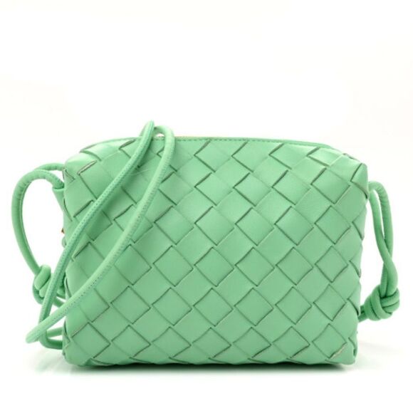 Bottega Veneta Mini Loop Camera Woven Bag in Mint Green NWT - Picture 1 of 7